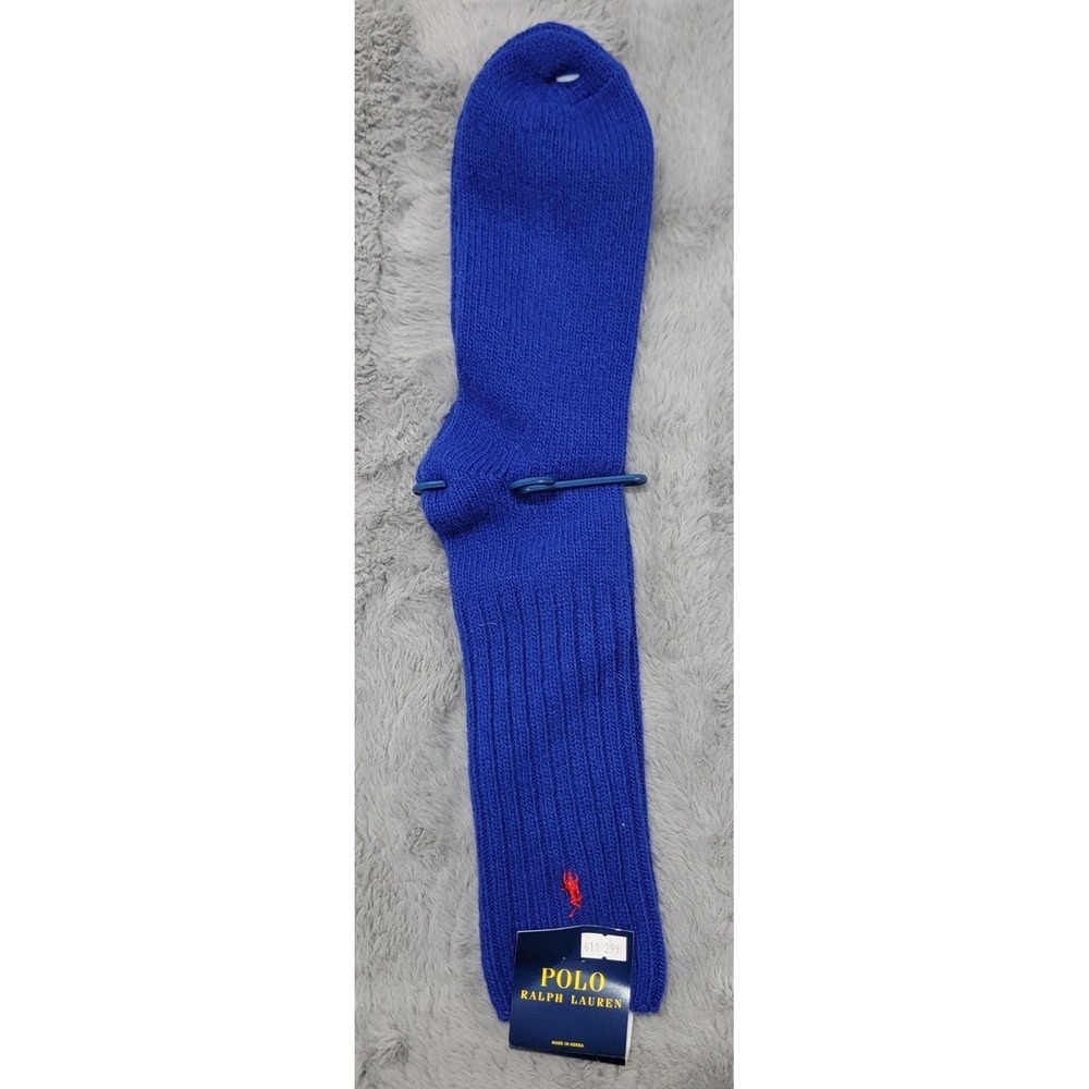 Polo Ralph Lauren Wool Socks Mens 10-13 Dark Blue Thermal Solid Pony Mid Calf